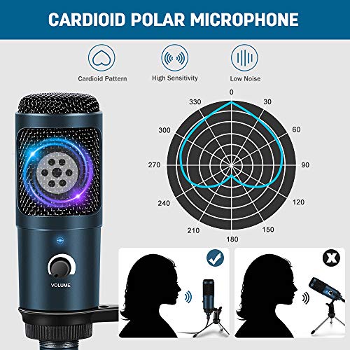 PC Microfoon, USB Condensator Microfoon Computer Streaming Mic met Volume Control Statief Stand voor Podcasting Vocale… - Image 3