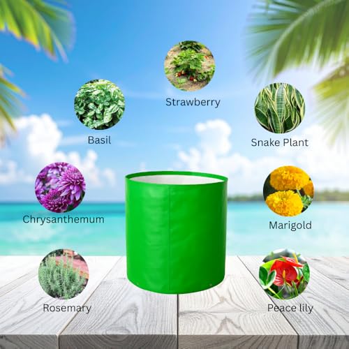 Image of HDPE UV Treated 340 GSM Plant Growing Bags for Terrace Gardening Easy to Use 12 x 12 Inch - Pack of 5