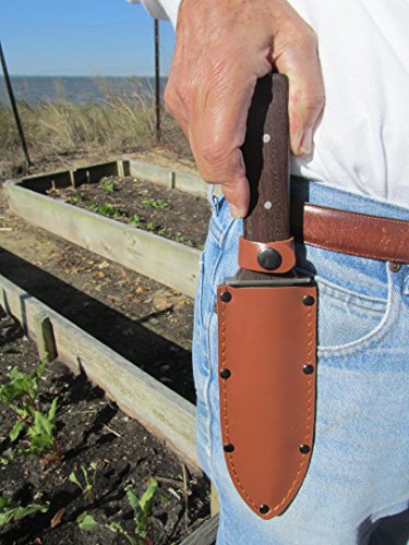 Hori Hori Multi-use Japanese Garden and Camping Knife/Digging Tool–(A Gardeners Dream) Thick Sharp Stainless Steel Blade - Heavy Riveted Leather Sheath - Whetstone Sharpening Stone