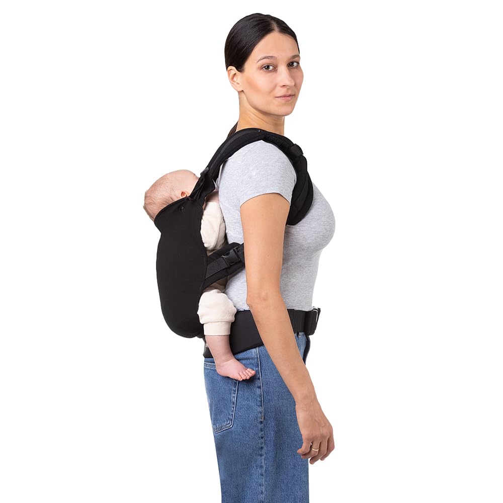 Marsupio MoMi COLLET per bambini di 3-48 mesi (peso 4-20 kg), 2 posizioni di sostegno con 6 punti di regolazione, con cappuccio e poggiatesta per il bambino