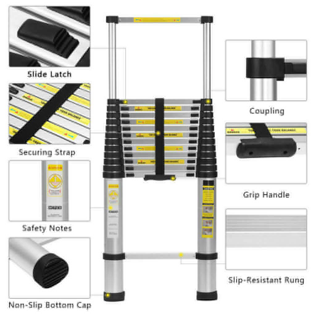Aluminiowa drabina teleskopowa 30 m, wielofunkcyjna wysuwana 12-stopniowa drabina do użytku przemysłowego domowego codziennego lub awaryjnego, 150 kg duża ładowność