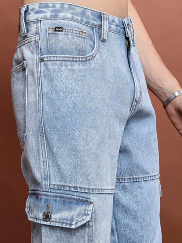 Image of Highlander Mens Relaxed Fit Denim Jeans for Man|Mid-Rise|Cotton Cargo Jeans for Men | Men Jeans