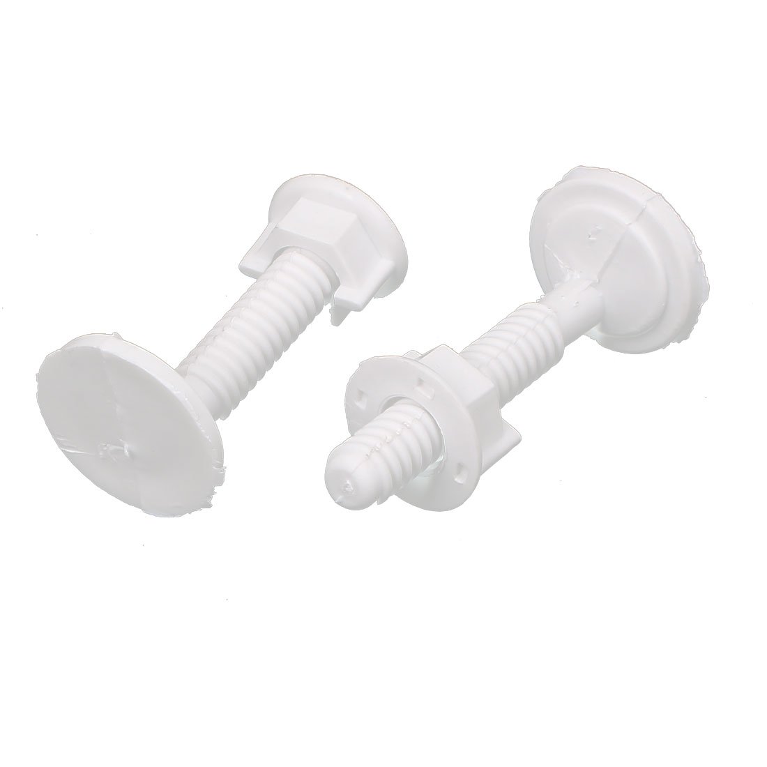 Uxcell White Sourcing Map 30Mm X 67Mm Plastic Round Style Toilet Seat Hinge Bolt 2Pcs