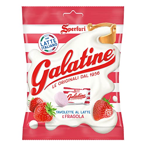 Sperlari-Bolsas de caramelos de leche con sabor a fresa Galatine, tabletas italianas de leche en polvo con sabor a fresa envueltas individualmente, bolsa de 115 gr/4,05 onzas (paquete de 1)