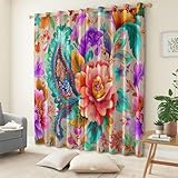 Verdunkelungsvorhang 215 x 110 cm (H x B), Rosa Blickdichte Gardinen mit Ösen - Thermo Lebendig...