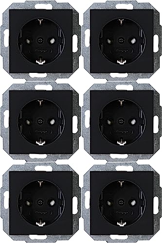 Kopp Athenis 943050058 Professional Pack Content 6 x Earthing Contact Sockets, 1-Way with Touch Protection, 16 A, 250 V~