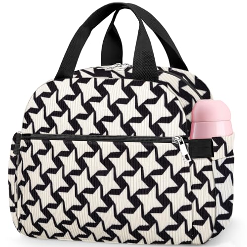 KUBYA Lunch Bag Lunch Box for Women, Cute Corduroy Insulated Reusable Work Leakproof Simple Adults Large Lunch Boxes Tote Bag Men Cooler Bag