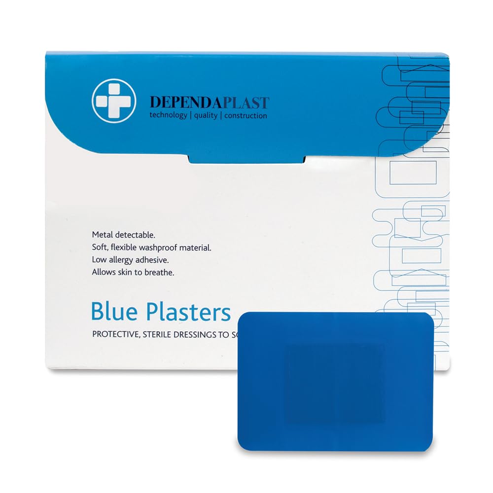 Reliance Medical Dependaplast REL545 Food Area Plaster, 7.5 cm x 5 cm, Blue (Pack of 50)