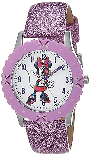 Disney Minnie Mouse Kids' Bezel Stainless Steel Time Teacher Analog Strap Watch