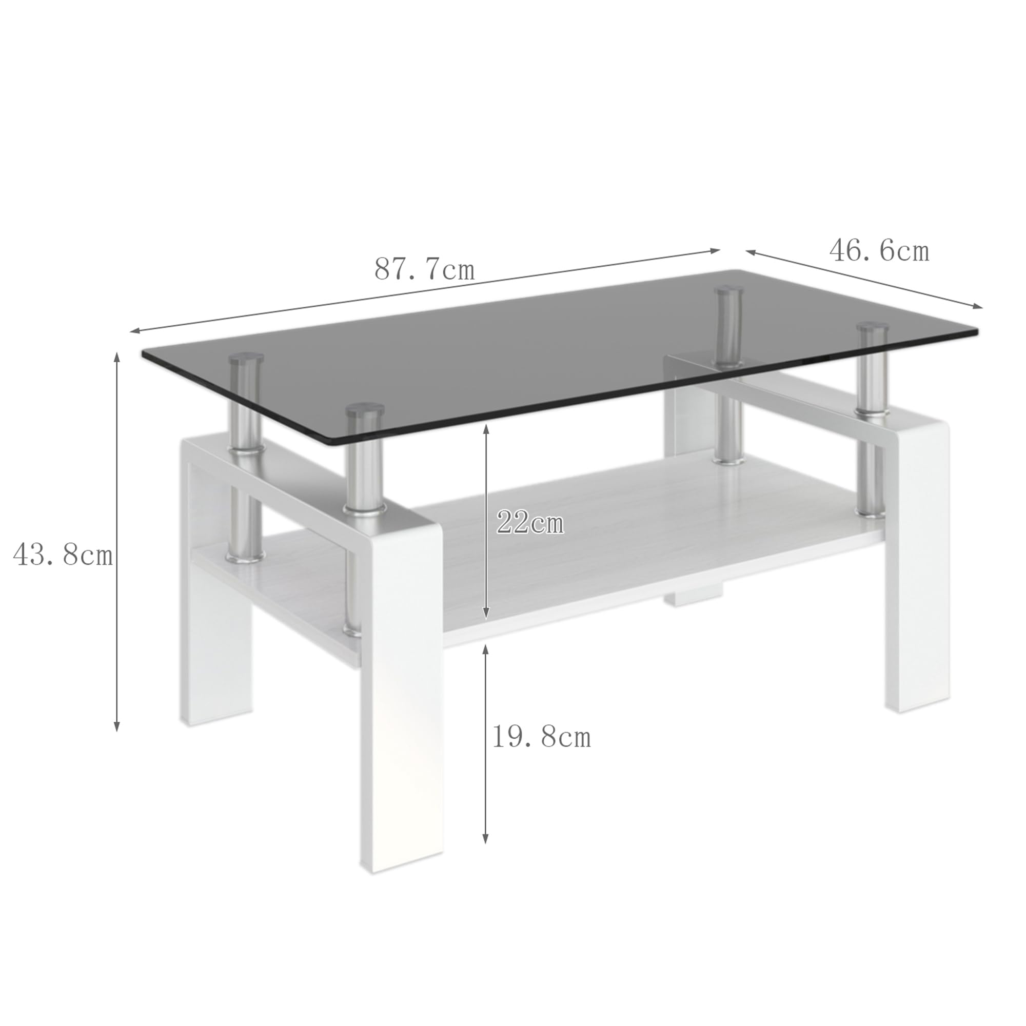 Amazon.co.jp: モダン長方形コーヒーテーブル 強化ガラス天板