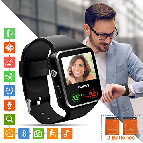 Montre Connectée Femmes Homme Enfant Fille Pas Cher SN07 Montre Intelligente avec Carte SIM Caméra Bracelet Connecté Podometre Sport Smartwatch pour Android iOS iPhone Samsung Huawei Xiaomi LG (Noir)