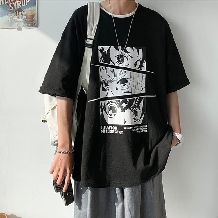 Miniatura 6 de CYee Camisetas gráficas de anime Dark Academia para hombre, estilo grunge, de manga corta, de gran tamaño, ropa urbana Preppy Cyberpunk Techwear