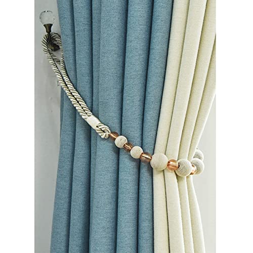 SINKITA Embrasses De Rideaux Pratiques Longe De Rideau, Corde De Tissage Décorative Faite à La Main avec des Cordes De Rideau D'embrasse De Draperie De Perles Acryliques-Blanc crème-2 Pièce Cover