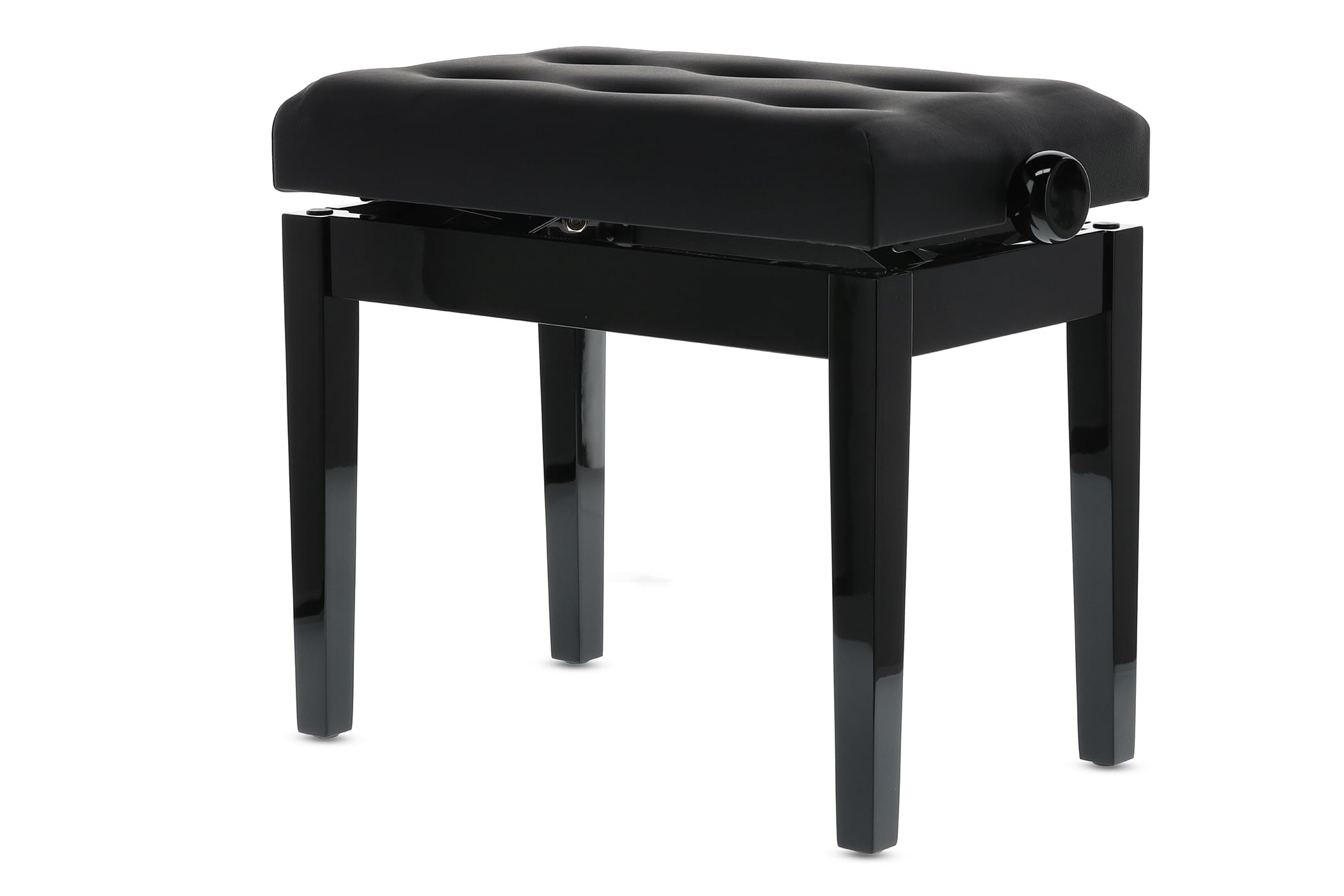 Title: GEWA Pianobank Delux (legno massiccio, carico di rottura di 2 tonnellate, seduta di 52x30 cm, preciso meccanismo a forbice, altezza da 48 a 57 cm, rivestimento in similpelle), nero lucido