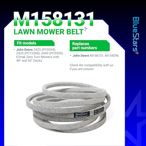 Image of BlueStars M154296 M158131 Mower Deck Belt | Aramid Cord | 152.3 inch x 0.5 inch
