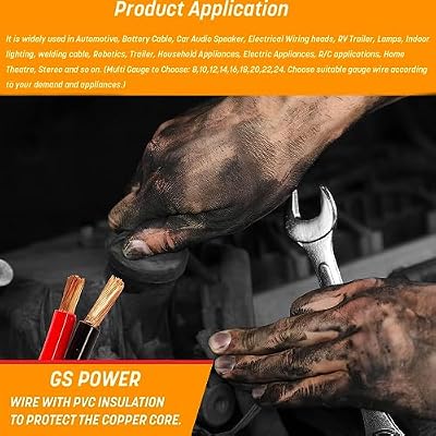 GS Power 12 Gauge Wire 100ft Oxygen Free, OFC Pure Copper Electrical 12v Low Voltage Speaker Wire Spool, 12AWG for Electric, Automotive, Trailer, Stereo, RC, Car, Home Theater, LED, Lamp Wiring