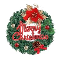Weihnachtskranz 30cm Türkranz, Weihnachtsdeko Kranz für Fenster & Wand, Künstlicher Tannenkranz mit Schleife Kugeln Geschenken, Kreativer Winterkranz für Haustür, Hochzeit, Party, Tischdeko