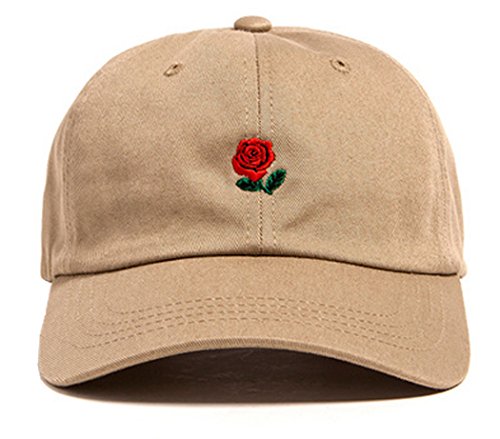 FGSS Unisex Rose Embroidered Adjustable Strapback Dad Hat Baseball Cap Mutiple Colors