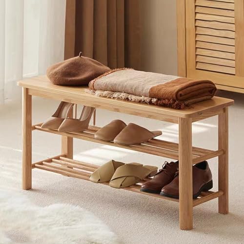 Banc à chaussures en bois de 80 cm avec rangement élégant pour entrée - 2