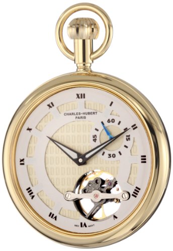 Charles-Hubert, Paris 3901-G Classic Collection Gold-Plated Open Face Mechanical Pocket Watch