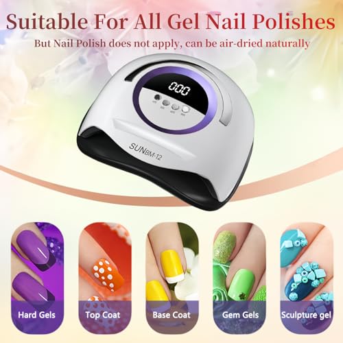 UV LED Nail Lamp with 72 Beads, 300W Nail Curing Lamps for Gel Polish with Automatic Sensor/4 Timer Setting,Led Nail Dryer, Professional Nail Art Drying Tools for Fingernail and Toenail. BM-12 PRO - Image 6