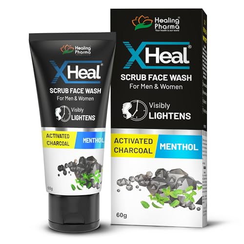 Image of Healing Pharma - XHeal Activated Charcoal Face Wash for Oily, Dry and Acne Prone Skin | Scrub Face Wash for Men & Women - 60g