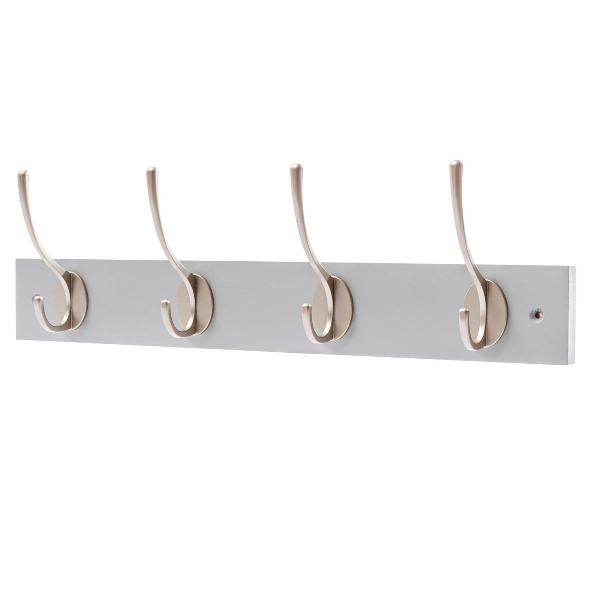 keypak Victorian Wall Mounted Coat Hooks, Wooden Coat Rack for Hanging Coats, Hats, Clothing, Scarfs (Dove Grey/Satin Nickel, 4 Hooks)