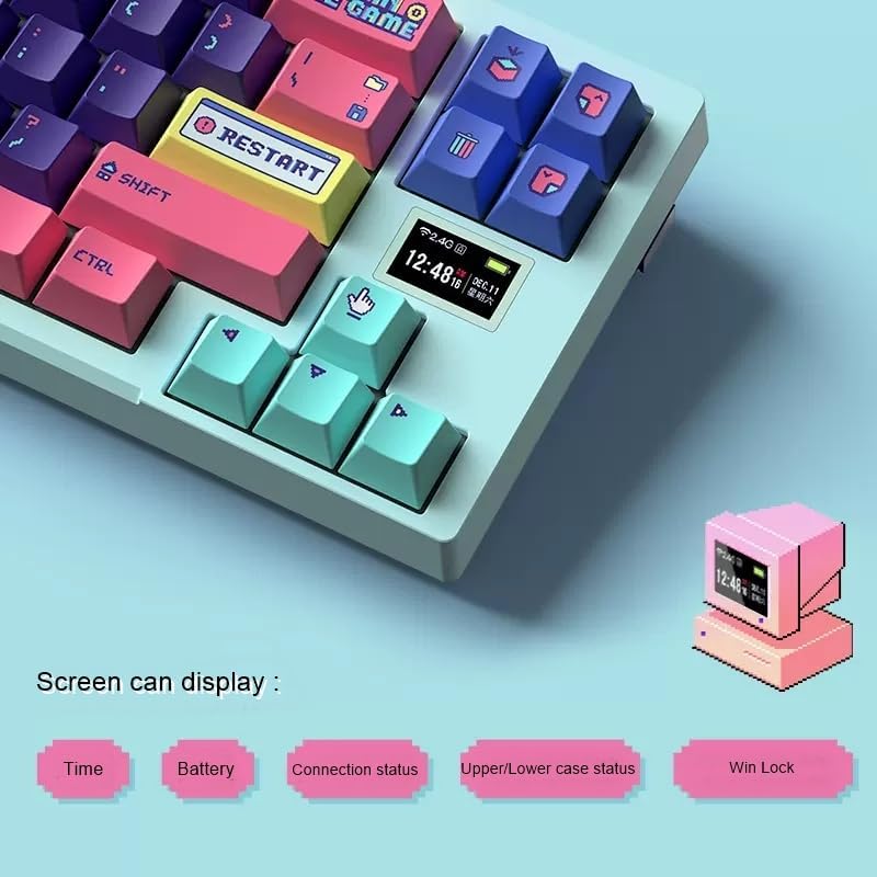 Close-up of the VGN X68 keyboard's screen display showing various indicators