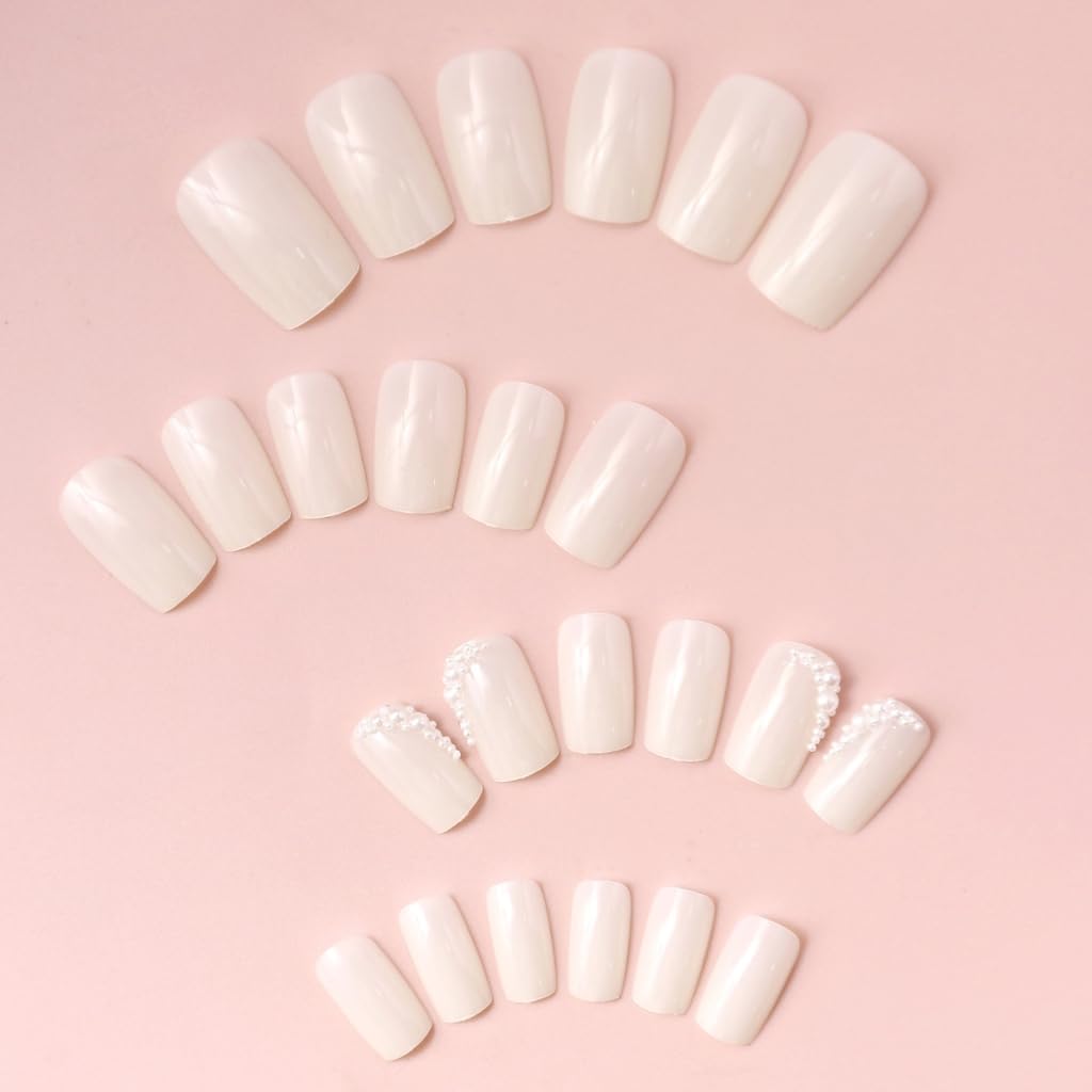 24pcs with Rhinestones Detail Artificial Nails Acrylic False Nails Easy Application for Luxurious Look