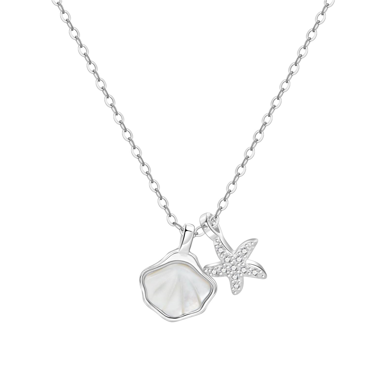 Collier de perles argent femme chaîne ajustable été plage chic