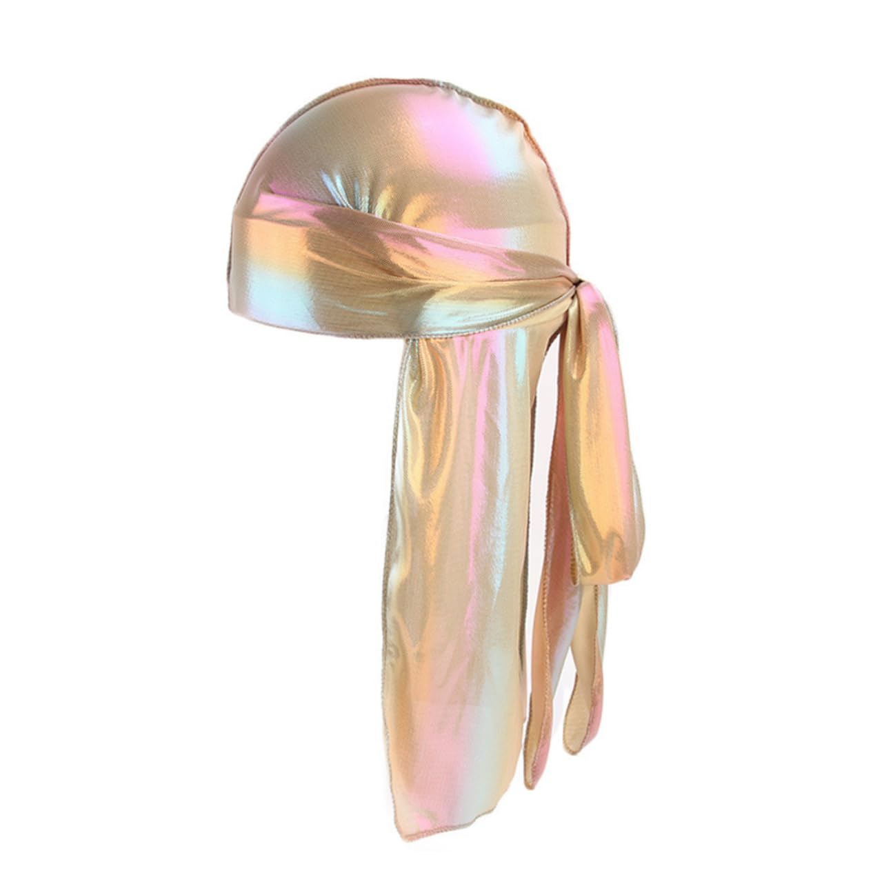 9piezas Turbante De Mujer Larga De Tejido Simulado De Seda Rosa Azul y Dorado Para Uso Casa Aire