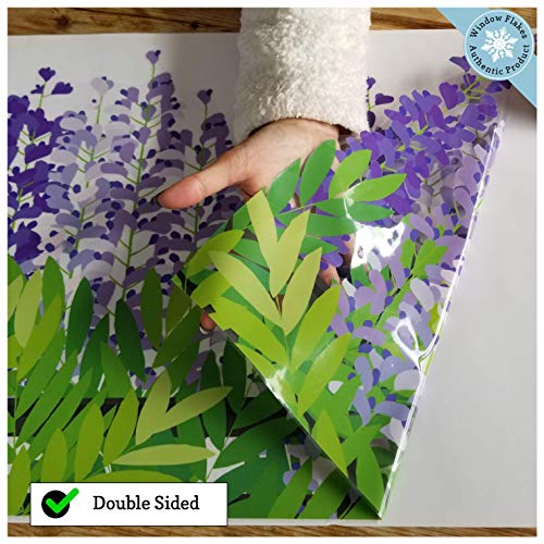 Flower Window Clings - Purple Hanging Wisteria Window Decals Border - Adhesive Free Spring Decorations Window Stickers - Reusable Glass Door Sticker Decals #TOP1