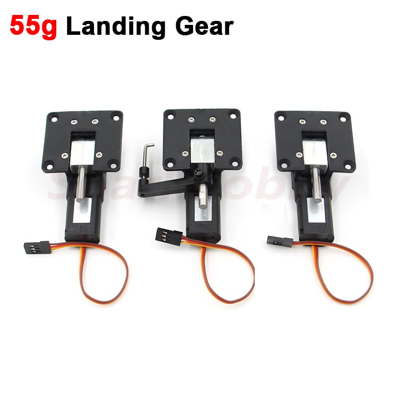 SPARKHOBBY 5KG 55g Tren de Aterrizaje retráctil eléctrico con Dirección de Bloques de Metal para RC 3-5kg FPV Avión dron de ala Fija (1 Juego de 3 Piezas)