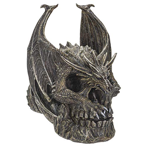 Summit Collection Spiral Dark Gothic Draco Dragon On Mutated Skull Figurine Fantasy Gothic Decorative Sculpture 7.5 Inches thumb #3