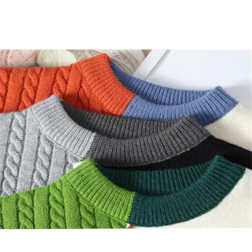 Mens Sweaters Turtleneck Patchwork Pullovers Korean Streetwear Pullover Casual Men Clothing4