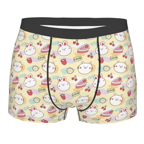 Rabbit and Cat Men's Underwear Boxer Briefs Soft Comfortable Underwear