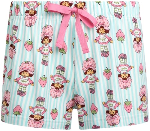 Image of COCO BRANDS Strawberry Shortcake Womens Pajama Set - 2 Piece Short Sleeve Button Down Sleep Shirt and Pajama Shorts