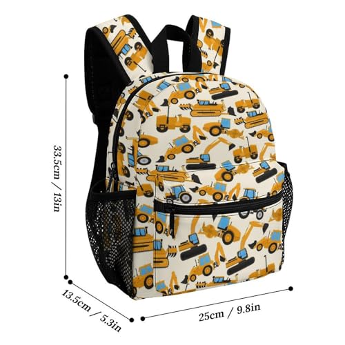 Cartoon Machinery Excavator 13 Inch Backpack Lightweight Double Shoulder Bag with Zippers Unisex Daypack2