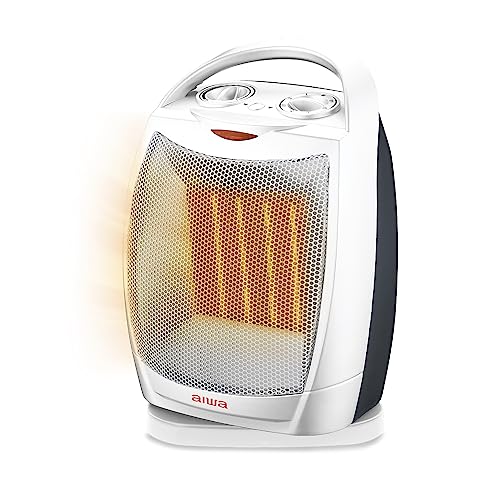 Aiwa Oscillating Room Heater with Handle, Overheat Protection, Tip over Auto Shutoff