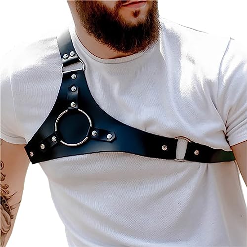 Harness Belt Costume for Men, Men's Leather Body Chest Body Harness Belt Adjustable Buckle Clothes Outfits2