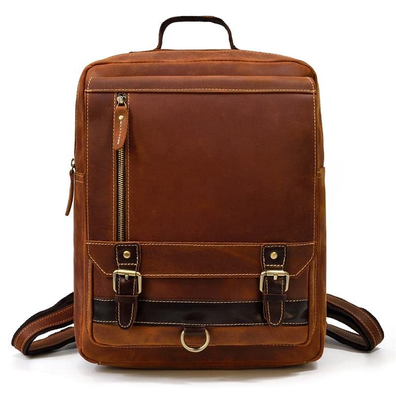 Vintage Leather Mens 15 Inch Laptop Bag, Leather Mens Backpack, Briefcase Travel Bag