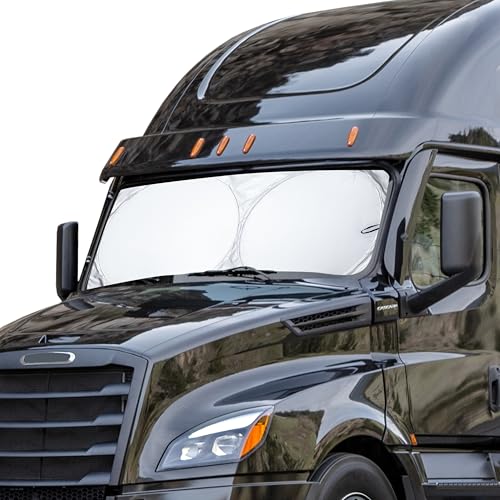 Image of EcoNour Windshield Sun Shade for Freightliner Cascadia 2018-2025 | Truck Front Window Sunshade | Foldable Sun Protector | Blocks UV Rays & Reduces Cabin Heat