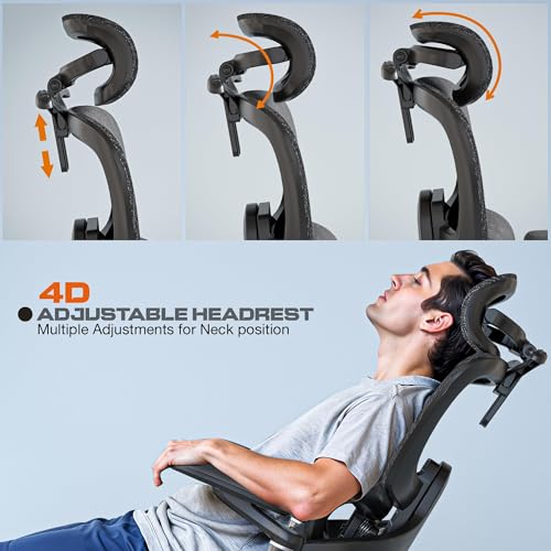 Image of DROGO Ergonomic Office Chair for Work from Home, Chair for Study with Breathable Mesh, Adjustable Seat, 6D Armrest, 4D Headrest & Lumbar Support | Gaming Chair with Footrest & Recline (Black)