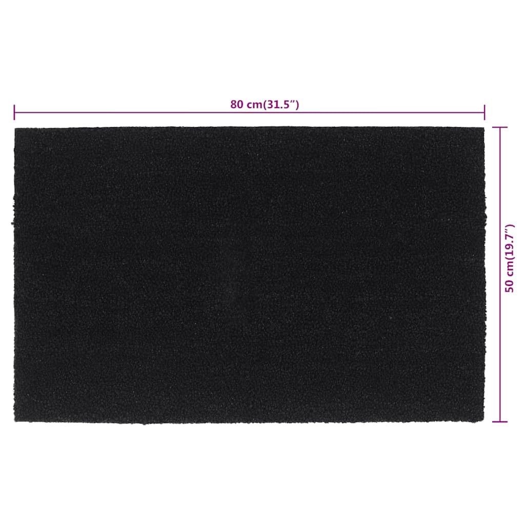 Fußmatte Schwarz 50x80 cm - Kokosfaser Türmatte Getuftet 16mm Dick - rutschfeste Schmutzfangmatte für Haustür, Eingangsbereich Innen & Außen