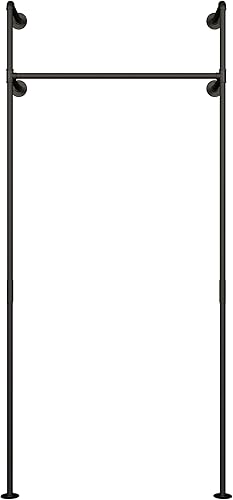 pamo KIM 1 - Perchero industrial para ropa, color negro, capacidad de 260 libras, perchero montado en la pared y armario para armario