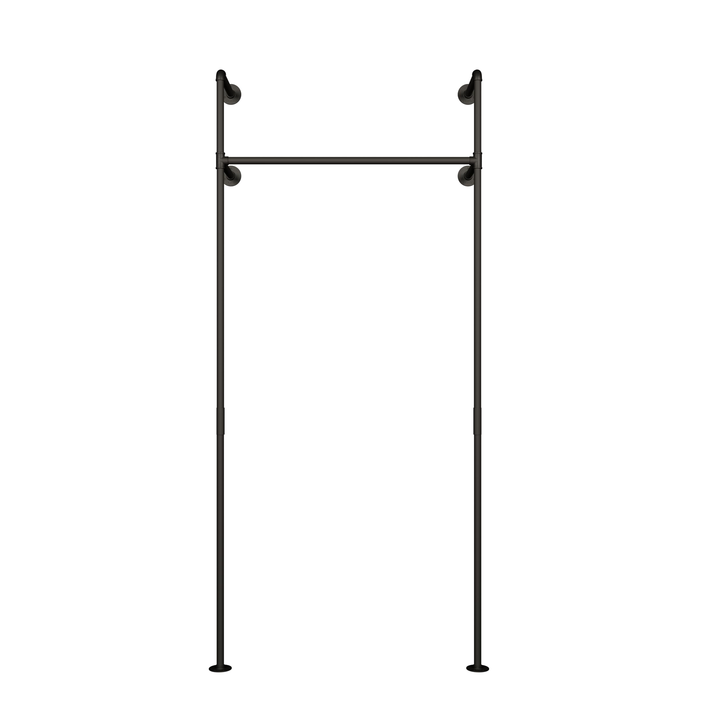 pamo Industrial Pipe Clothing Rack - Black - 260 lbs Capacity - Wall Mounted Clothes Rack and Walk