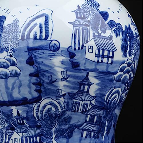 Aadecor Ceramic Jars,Tea Jar,Chinese Style Storage Jars,Blue And White Porcelain Vase Ginger Jars Home Decor Ceramic Jar Temple Jar Ginger Jar Vase Decorative Jars With Lids Height 40Cm(15.7 Inches) #TOP4