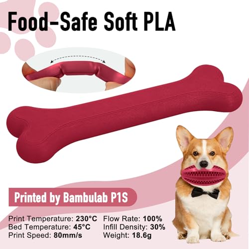 Image of YXPOLYER Flexible PLA Filament Red Flex PLA Pro 1.75mm 1kg Soft PLA 92A 3D Printer Filament for Bouncy Airless Basketball and Food Safe Food-Grade Stretchy Pet Chewy Toy