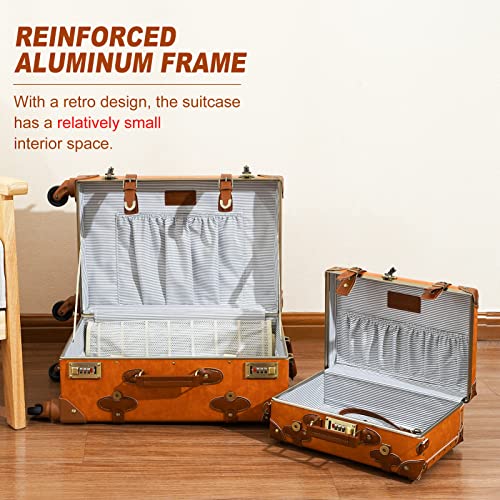 urecity Vintage Luggage Set of 3, Orange, 20 inch, 12 inch, 12.5 inch3