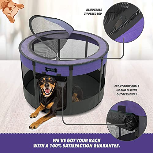 Ruff 'N Ruffus Portable Foldable Pet Playpen +Free Carrying Case + Free Travel Bowl (Medium ( 36x36x23 inches), Purple) - Image 4